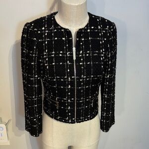 Ted Baker Elegant Black and Gold Tweed Jacket size 0